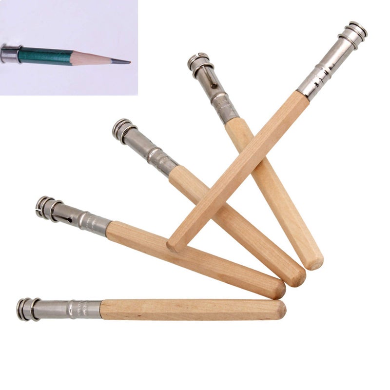 RDEXP Adjustable Wooden Pencil Extenders Holders Art Pencil Lengthener for School Supplies Pack of 5 - Image 3